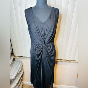 Isaac Mizrahi Live Always Isaac Twist Front Mesh Midi Dress Black Size Large